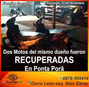 Gracias a Frontier Security recuperan dos motocicletas robadas de una misma vivienda - Radio Imperio