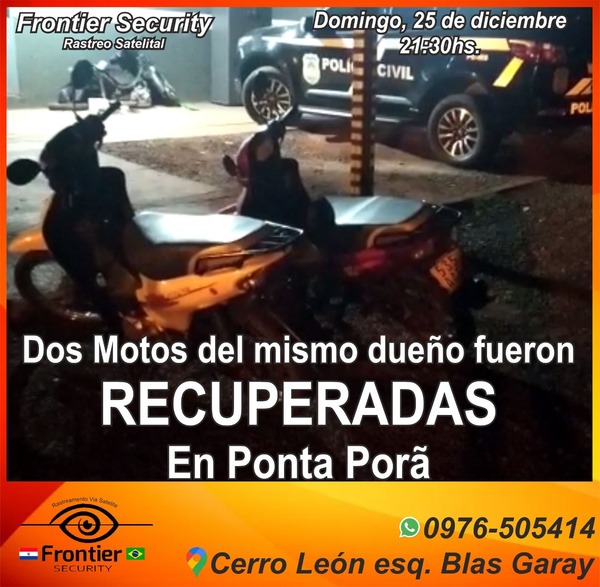 Gracias a Frontier Security recuperan dos motocicletas robadas de una misma vivienda - Radio Imperio