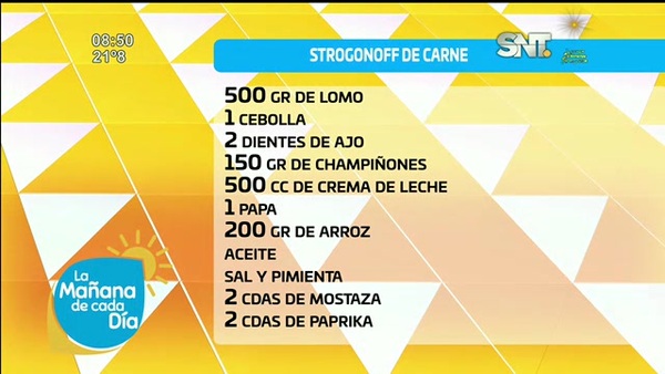 Cocina de la Mañana de Cada Día: Strogonoff de carne - SNT