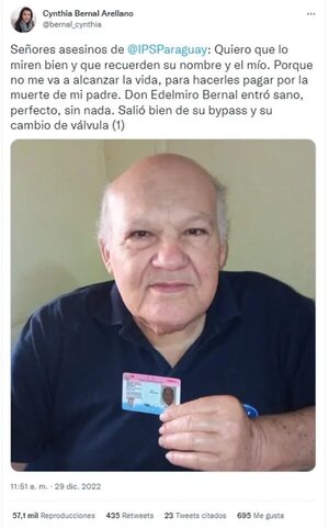 “Yo estuve ahí viendo cómo mi padre se iba”: hija de paciente fallecido anuncia demanda contra IPS - Nacionales - ABC Color