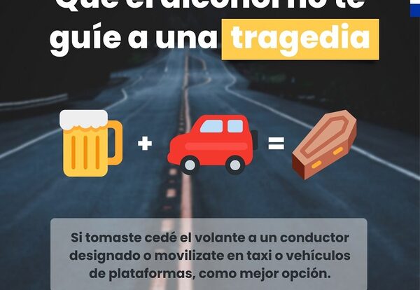 Que el alcohol no te guíe a una tragedia, no conduzcas borracho