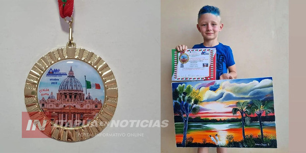 NIÑO ITAPUENSE GANÓ MEDALLA DE ORO EN CONCURSO DE ARTE EN ITALIA - Itapúa Noticias