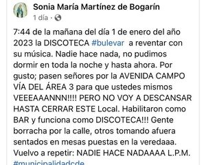 Nulo control por polución sonora en CDE 