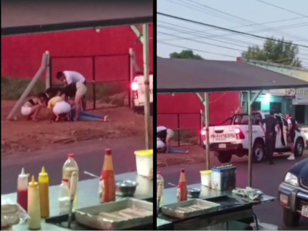 (VIDEO) Ñato noquea a su pareja, upei reparte golpes y piedras a los patrulleros