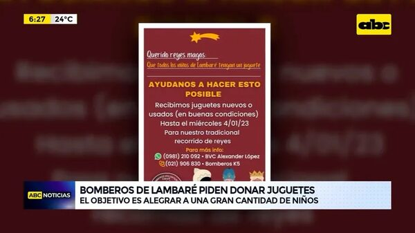 Bomberos de Lambaré piden donar juguetes - ABC Noticias - ABC Color