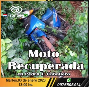 Motocicleta hurtada fue recuperada en una reserva natural mediante Frontier Security - Radio Imperio