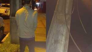 Policías sorprenden a hombre cortando cables de un transformador en el centro de Encarnación