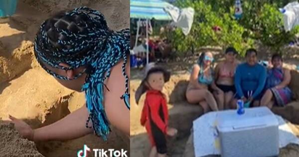 La Nación / Muebles de playa hechos de arena vuelve viral a una familia mexicana