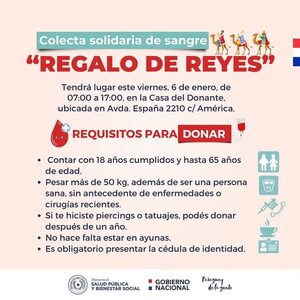 Como regalo de Reyes, ¡doná sangre! - Nacionales - ABC Color