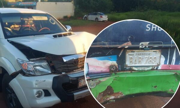 Camioneta impacta fuertemente contra ómnibus en Franco