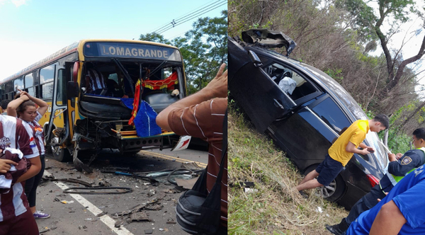 Diario HOY | Accidente en Ruta Luque-Samber: choque entre bus y automóvil deja dos heridos