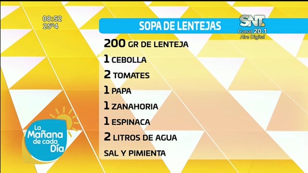 Cocina de la Mañana de Cada Día: Sopa de lentejas - SNT
