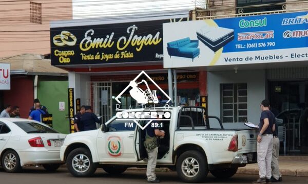 Delincuentes asaltan joyería y llevan G. 5.000.000 y joyas varias