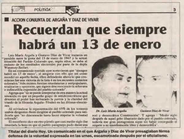 ¿Por qué los colorados dicen que “siempre habrá un 13 de enero”? - Política - ABC Color
