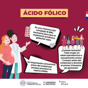 Consumo de ácido fólico es recomendable para embajaradas y mujeres en edad reproductiva - .::Agencia IP::.