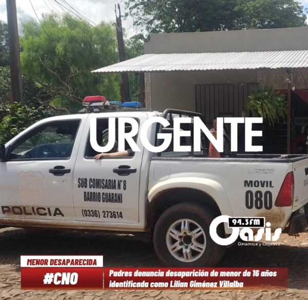 Padres denuncian la desaparición de su hija menor de 16 años