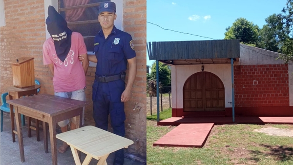Agentes policías de Arroyo Porã recuperan objetos hurtados de una iglesia y aprehenden al sup. autor