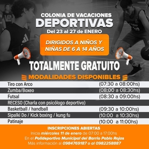 Invitan a colonia de vacaciones en el polideportivo de CDE - Noticde.com