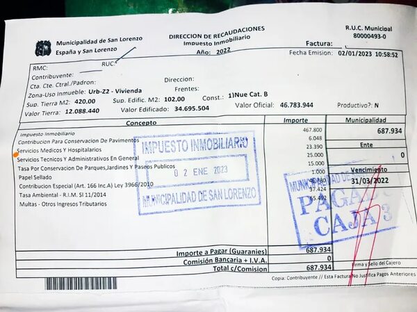 Aumentan impuestos a contribuyentes sanlorenzanos - Nacionales - ABC Color