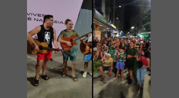 [VIDEO] Músicos paraguayos armaron fiestón callejero en Camboriú