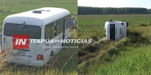 MINIBUS QUE SE DIRIGÍA DESDE CONCEPCIÓN A ENCARNACIÓN VOLCÓ APARATOSAMENTE - Itapúa Noticias