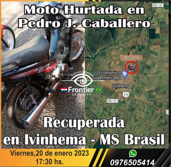 Recuperan moto robada a más de 230 kilómetros de Pedro Juan Caballero gracias a Frontier Security - Radio Imperio