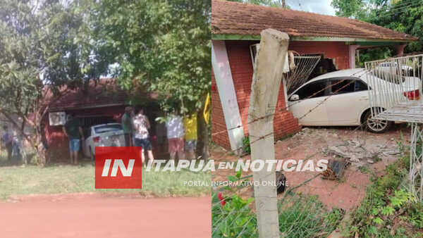 AUTOMÓVIL SE INCRUSTÓ EN UNA VIVIENDA EN SAN RAFAEL DEL PNÁ. - Itapúa Noticias