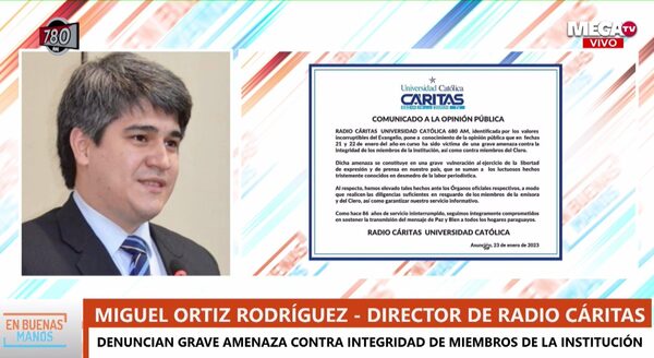 Denuncian grave amenaza contra la integridad de miembros de Radio Cáritas debido a una publicación - Megacadena — Últimas Noticias de Paraguay