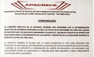 Padres del CRECE denuncian pedido de "aporte" de ACE