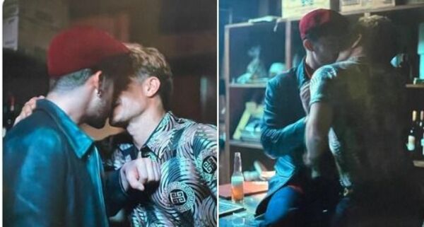 Filtran foto del apasionado beso entre Bad Bunny y Gael García