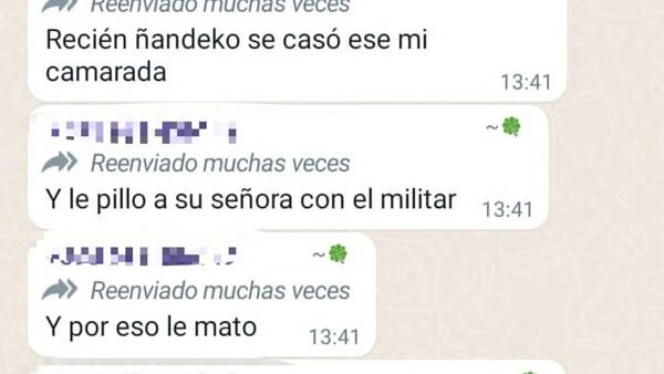 Viralizan conversación sobre supuesto móvil del crimen de militar