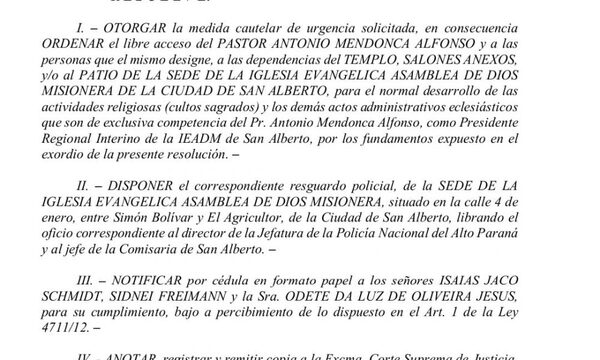 Pastor de una Iglesia de San Alberto se niega a entregar gestión a su sucesor y desata conflicto – Diario TNPRESS
