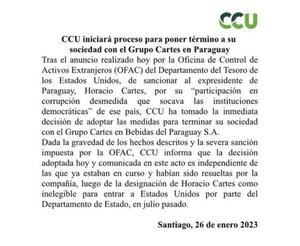 Grupo Luksic corta relaciones con Cartes luego del anuncio de EE.UU. - El Trueno