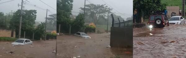 Furioso raudal arrastró un auto en Villa Elisa