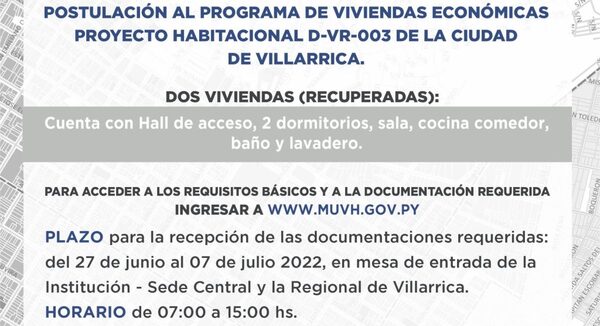Publican lista de adjudicados de viviendas recuperadas en Guairá