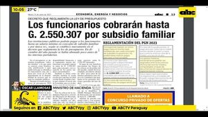 Funcionarios cobrarán de subsidio familiar  - ABC Noticias - ABC Color