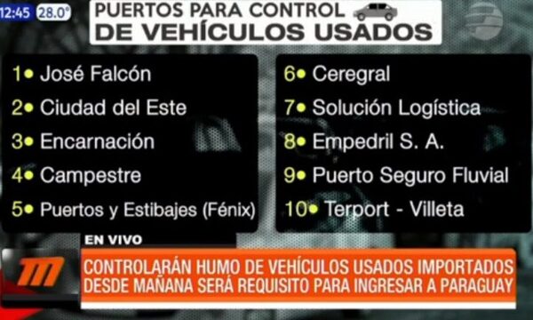Controlarán humo de vehículos usados importados | Telefuturo