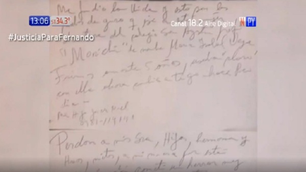Esta es la carta de despedida del supuesto feminicida - Noticias Paraguay