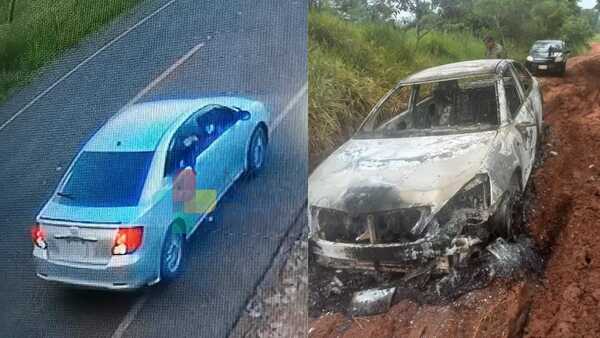 Hallan incinerado el presunto auto usado por sicarios en San Pedro del Paraná