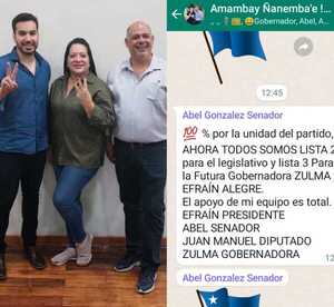 Senador Abel González: ´El apoyo de mi equipo es total´