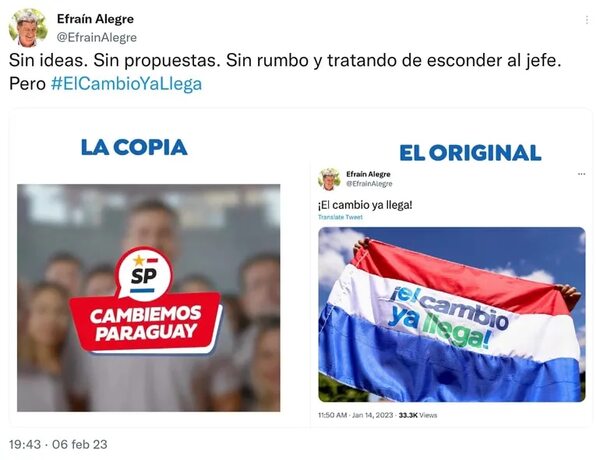 Tras burla, ANR pasó a copiar campaña de la Concertación, dice Efraín - Política - ABC Color