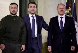Macron y Scholz recibieron en Francia a Zelensky antes de la cumbre de líderes de la UE