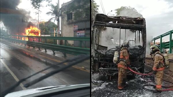 Pasajeros se salvan de milagro de incendio de colectivo