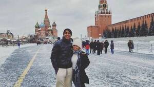 El "Pulpito" Duarte salió con su esposa a conocer Moscú y a disfrutar de la nieve