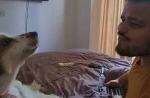 [VIDEO] Perrita aprende a cantar con su amo, el cantante Héctor Candia