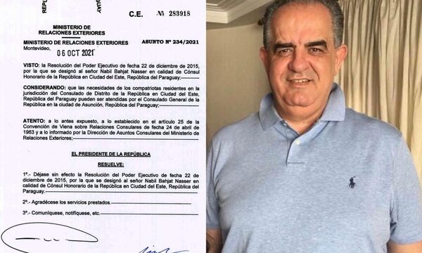 Nabil Bahjat Nasser ya había fue “echado” como cónsul honorario del Uruguay en Ciudad del Este – Diario TNPRESS