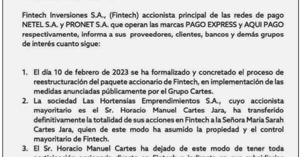 La Nación / Horacio Cartes transfirió la totalidad de sus acciones