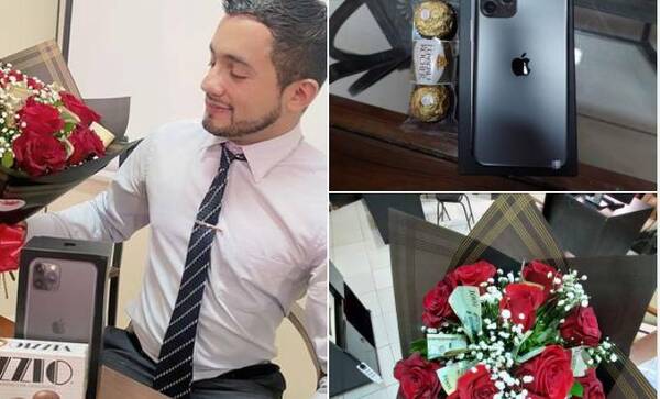 Empleado municipal recibió rosas con billetes, lelu y chocolates, pero no sabe de quién