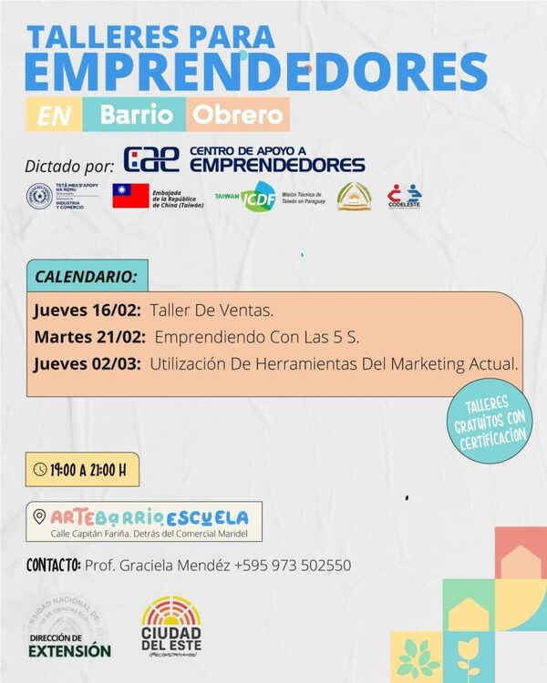 Hacen llamado a emprendedores de Alto Paraná para talleres gratuitos - La Clave