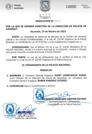 Nombran a nuevo director de la Policía de Amambay tras crimen de periodista